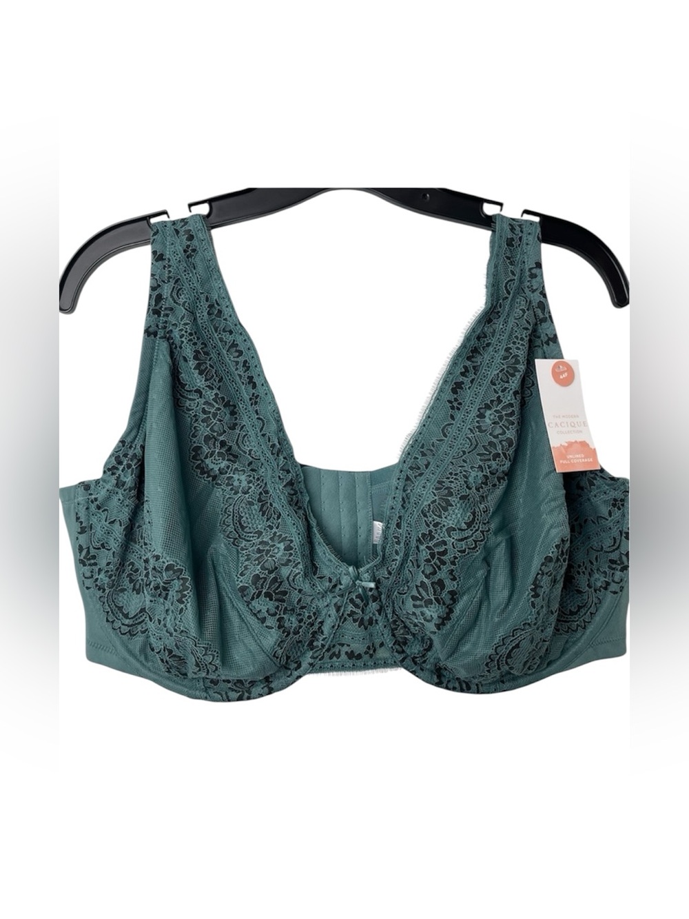 New Cacique Unlined Full Coverage Green Lace Underwire Bra
